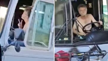 unhinged-moment-shirtless-man-takes-bus-through-california-streets