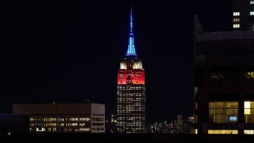 empire-state-building-lights-up-red,-white-and-blue-to-celebrate-fox-news-channel’s-30th-anniversary