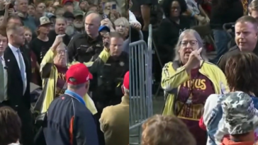 watch:-nasty-leftist-protester-thrown-out-of-trump-rally-as-crowd-chants-usa-–-trump-slams-“loser”-as-she-flips-him-off