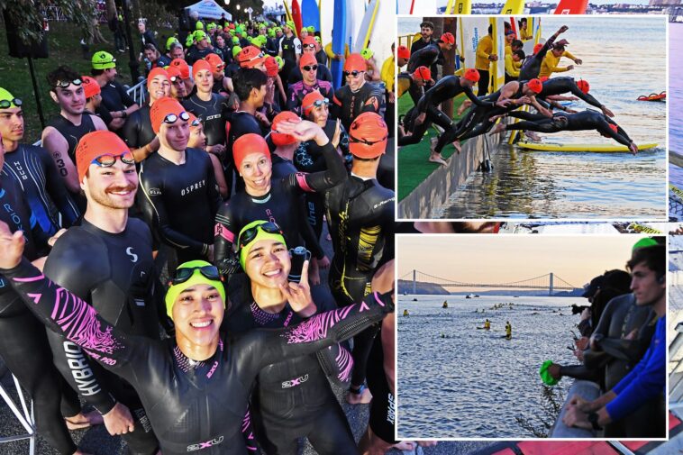 new-york-city’s triathlon-makes-a-triumphant-return-as-endurance-fanatics-brave-the-hudson-river:-photos