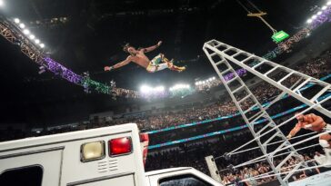 wwe’s-bron-breakker-sends-je’von-evans-crashing-through-ambulance-roof,-penta-wins-money-in-the-bank-match