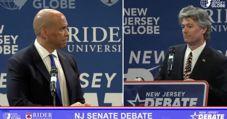 watch:-navy-vet-gop-senate-candidate-justin-murphy-stuns-cory-booker-in-nj-debate-—-tells-trump-to-“finish”-iran-war,-put-on-cowboy-hat-and-“kick-some-ass”-as-crowd-erupts