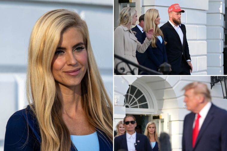 new-white-house-press-secretary-katie-zacharia-spotted-as-trump-departs-for-ohio-rally-–-with-jake-paul-and-jon-gruden 