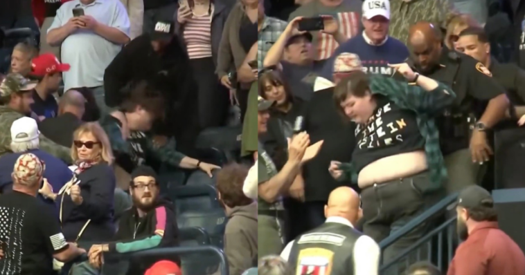 watch:-“he’s-gotta-go-on-a-diet,-he’s-a-fat-guy,-wow!”-–-trump-trolls-several-protesters,-one-obese-lunatic-pummeled-by-supporters-before-police-haul-he/she-out!