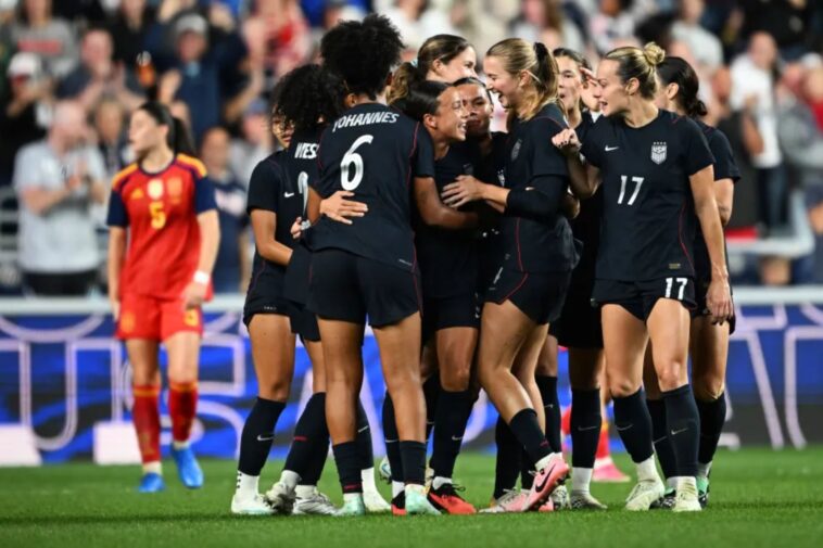 us-women-erase-two-goal-deficit-to-tie-world-cup-champion-spain