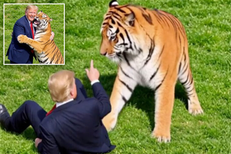 trump-posts-ai-video-of-him-taming-tiger-after-ex-child-star-mauled-to-death-at-uk-zoo
