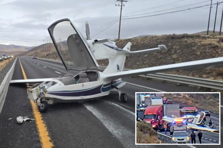 plane-crash-lands-on-freeway-near-california-border,-snarling-traffic