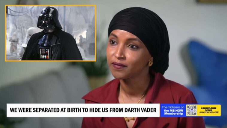 ilhan-omar-says-she-didn’t-know-she’d-married-her-brother-as-they-were-separated-at-birth-and-hidden-from-their-father,-darth-vader