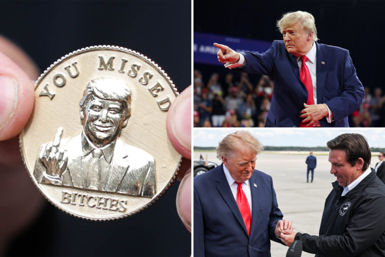 desantis-gifts-trump-coin-showing-him-flipping-off-would-be-assassins:-‘you-missed-bitches’ 