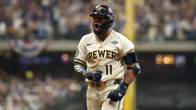 brewers-rally-past-chaotic-late-game-replay,-premature-celebrations-to-win-first-world-series-game-in-44-years