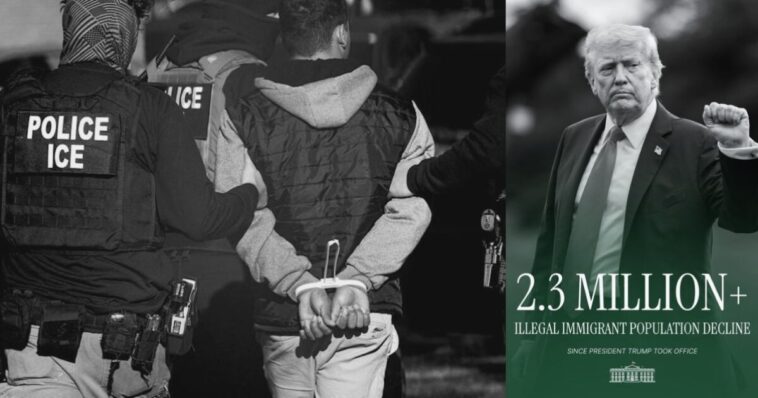 white-house-says-illegal-alien-population-has-dropped-by-over-2.3-million-since-trump’s-return,-border-crossings-plummet-by-95%