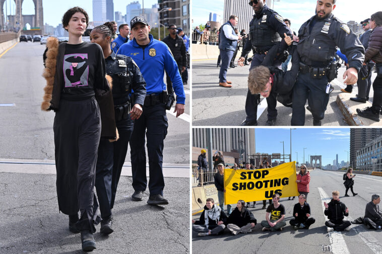over-a-dozen-anti-ice-protesters-arrested-after-blocking-brooklyn-bridge-traffic:-police-sources