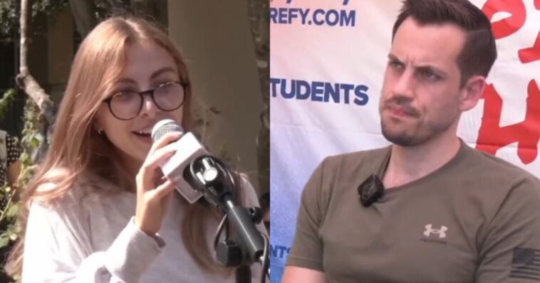 watch:-vile-utsa-student-reads-giddy-‘kirkiversary’-poem-celebrating-charlie-kirk’s-assassination,-then-tells-conservative-speaker-he’s-brave-for-showing-up-without-neck-protection