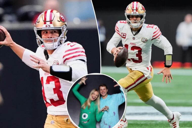 brock-purdy,-wife-jenna-provide-major-pregnancy-update-during-49ers-halloween-party